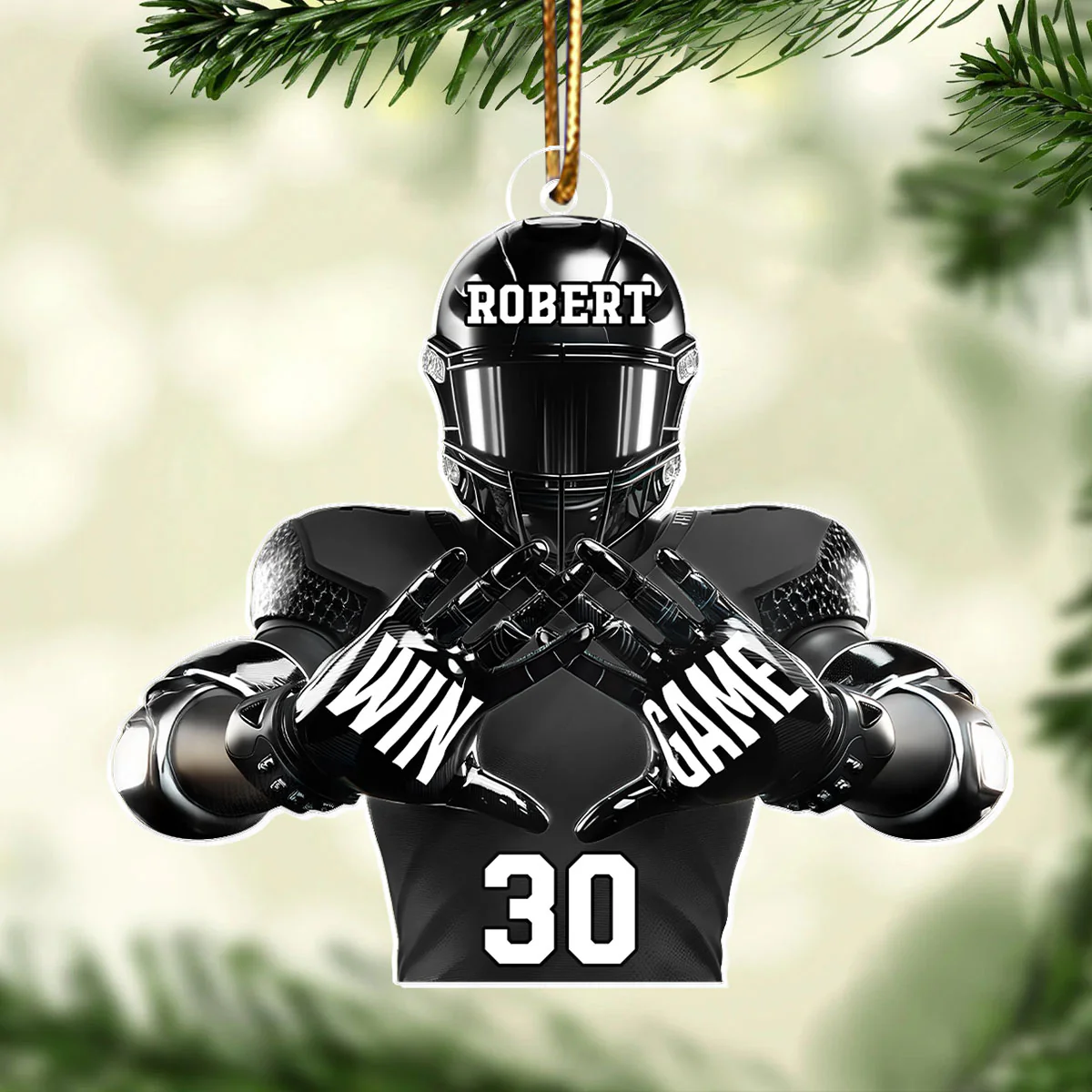 Football Player Football For Life Personalized Acrylic Ornament, 3D Effect Flat Ornament - Image 2