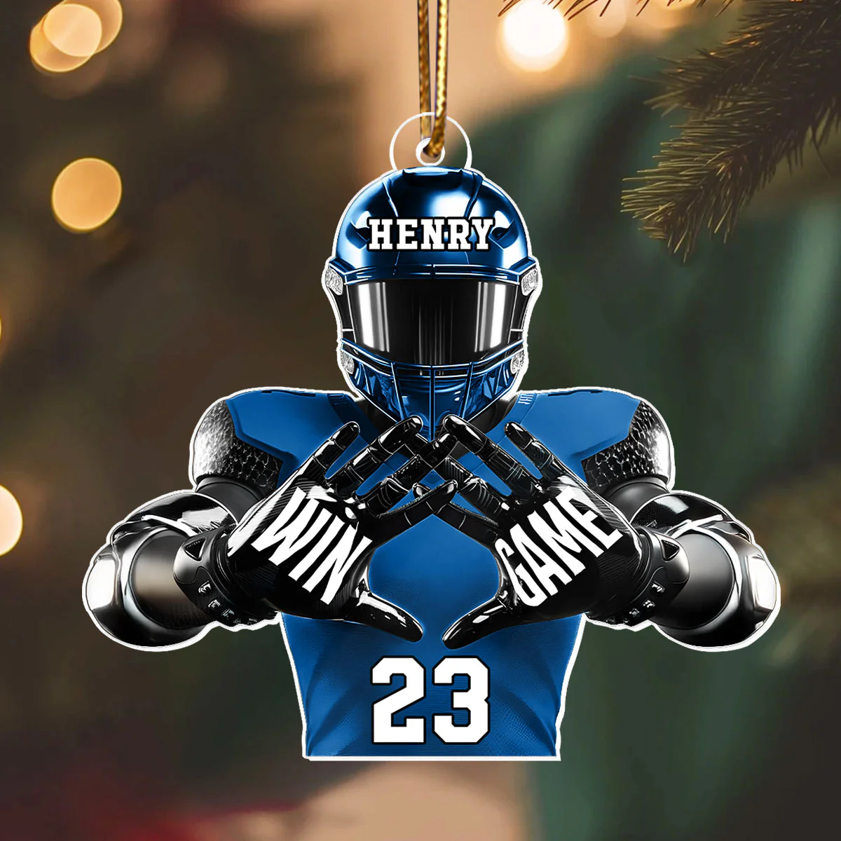 Football Player Football For Life Personalized Acrylic Ornament, 3D Effect Flat Ornament - Image 3