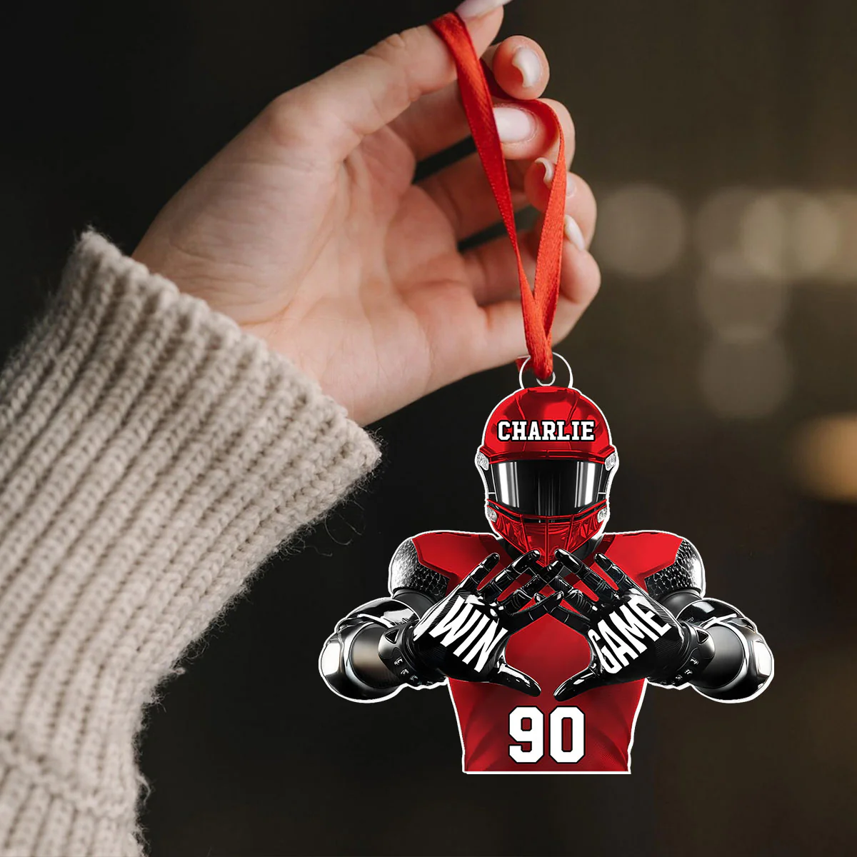 Football Player Football For Life Personalized Acrylic Ornament, 3D Effect Flat Ornament - Image 4