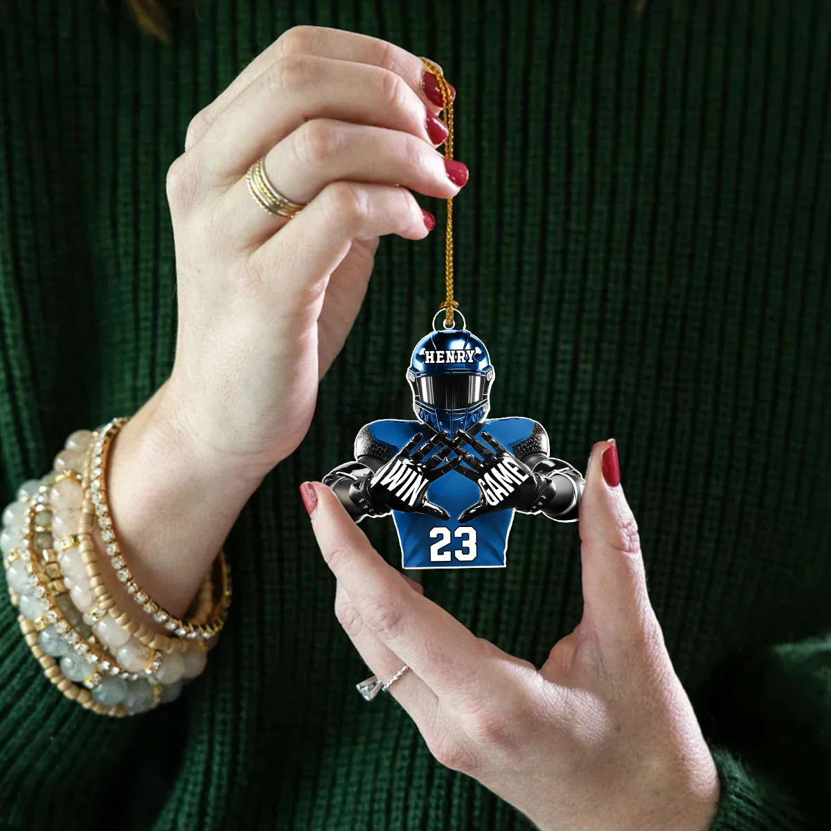 Football Player Football For Life Personalized Acrylic Ornament, 3D Effect Flat Ornament - Image 6