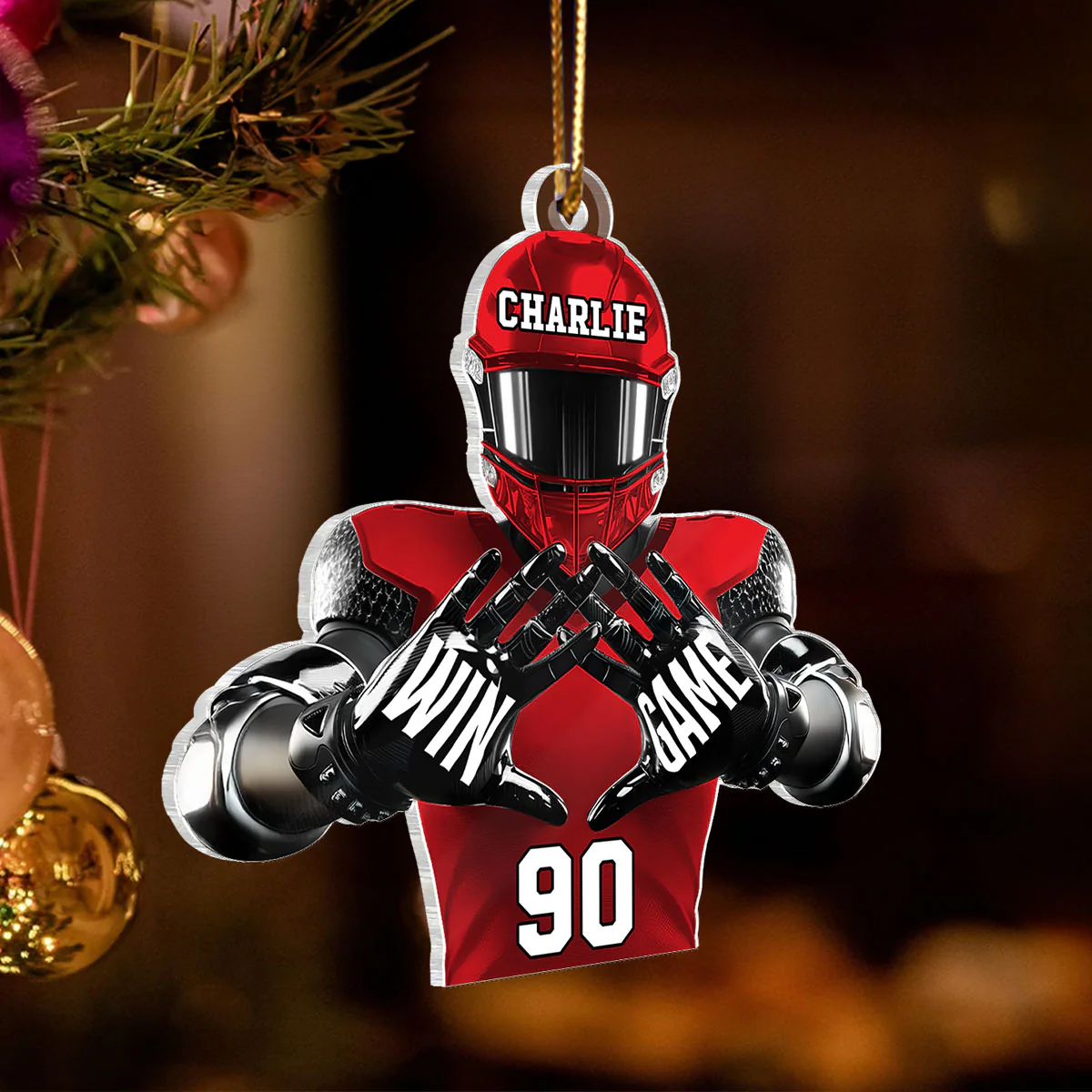 Football Player Football For Life Personalized Acrylic Ornament, 3D Effect Flat Ornament - Image 7