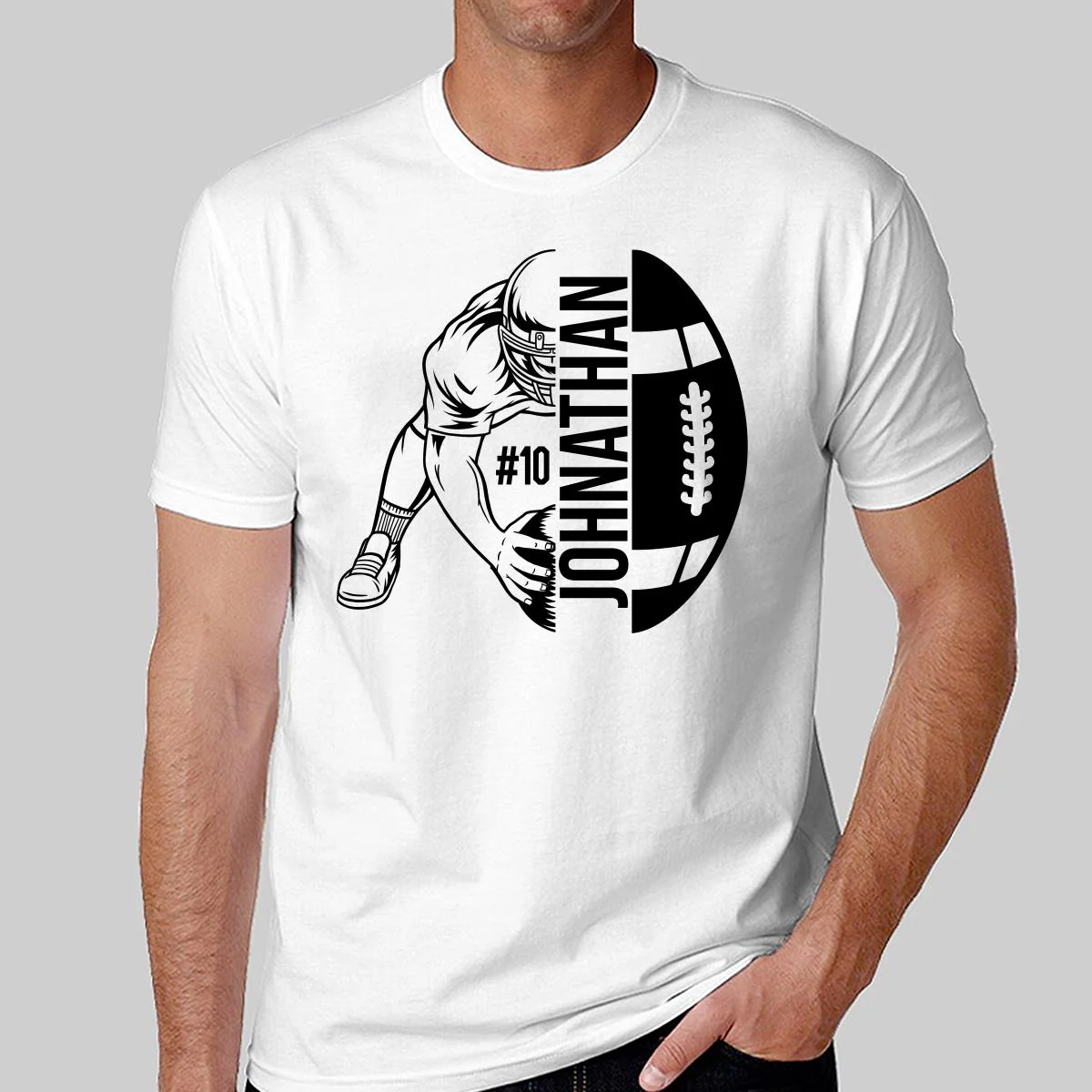 Football Player Holding Ball On The Ground Football Season Matching Personalized Shirt