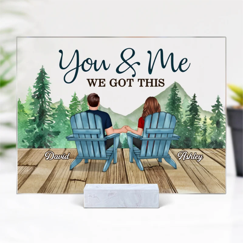 Forest Landscape Back View Couple Sitting Gift For Him For Her Personalized Acrylic Plaque - Image 4