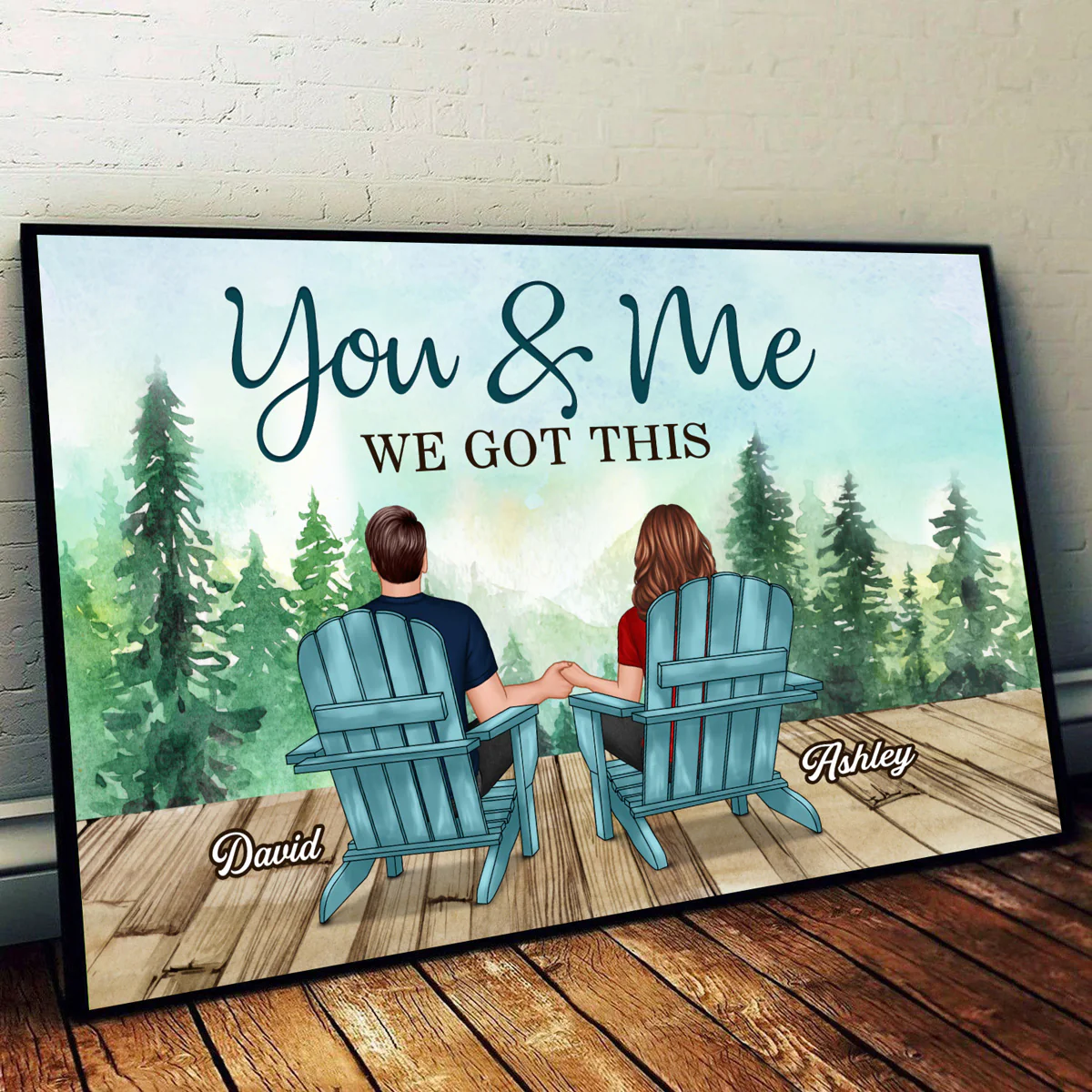 Forest Landscape Back View Couple You & Me We Got This Personalized Horizontal Poster - Image 2