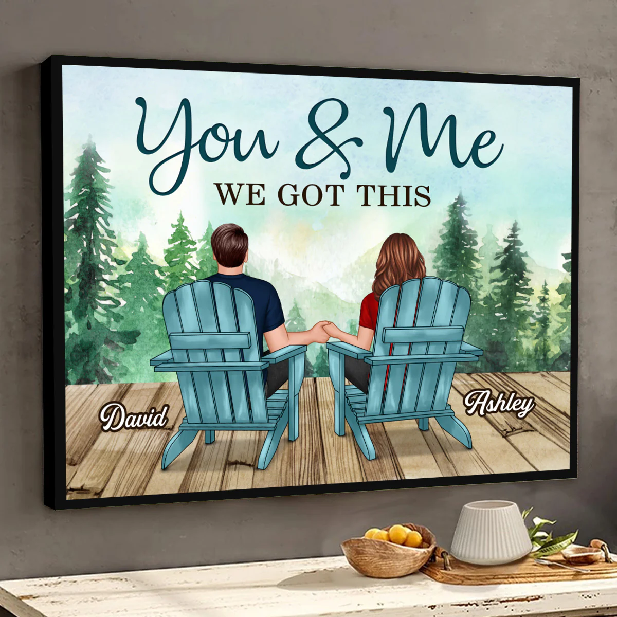 Forest Landscape Back View Couple You & Me We Got This Personalized Horizontal Poster - Image 3