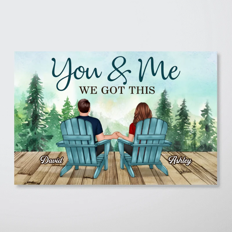 Forest Landscape Back View Couple You & Me We Got This Personalized Horizontal Poster - Image 5
