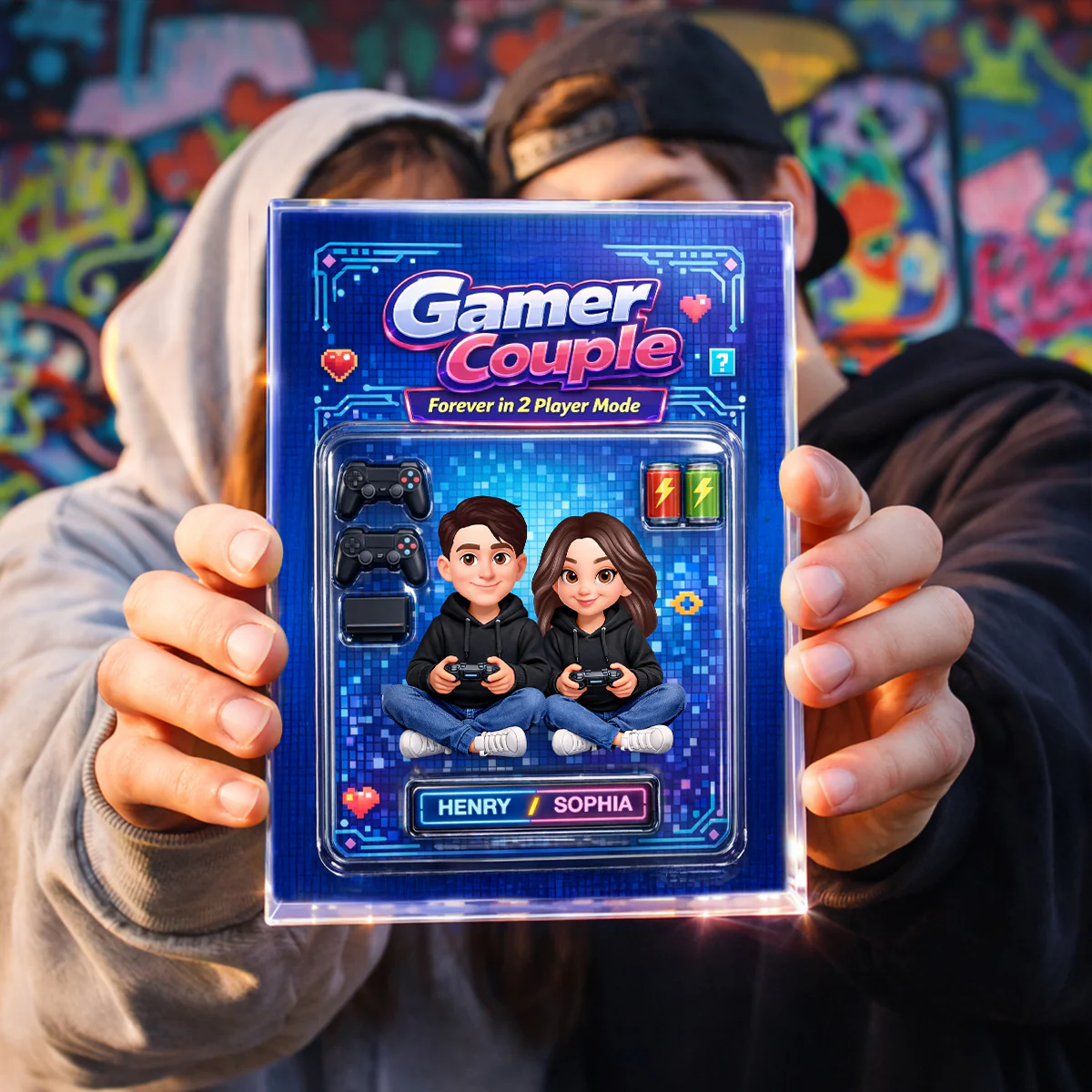 Forever in 2 Player Mode Custom Action Figure - Personalized Acrylic Block Plaque - Custom Gaming Gift for him, for her - Image 2