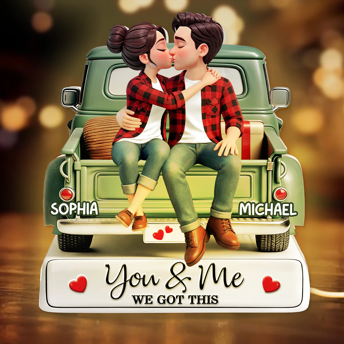 Forever Love Couple Kissing On The Truck - Personalized Light Box - Valentine's Day Gift For Couple, For Him, For Her