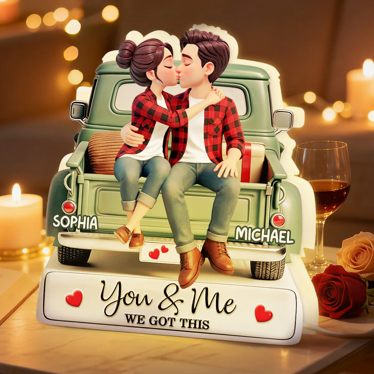 Forever Love Couple Kissing On The Truck - Personalized Light Box - Valentine's Day Gift For Couple, For Him, For Her - Image 2