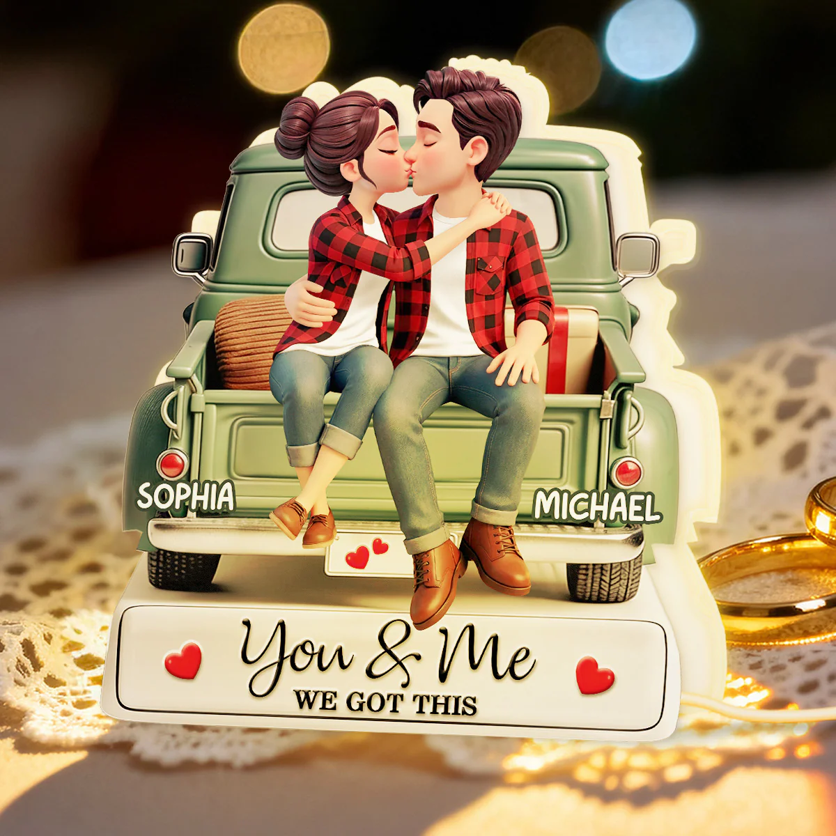 Forever Love Couple Kissing On The Truck - Personalized Light Box - Valentine's Day Gift For Couple, For Him, For Her - Image 4