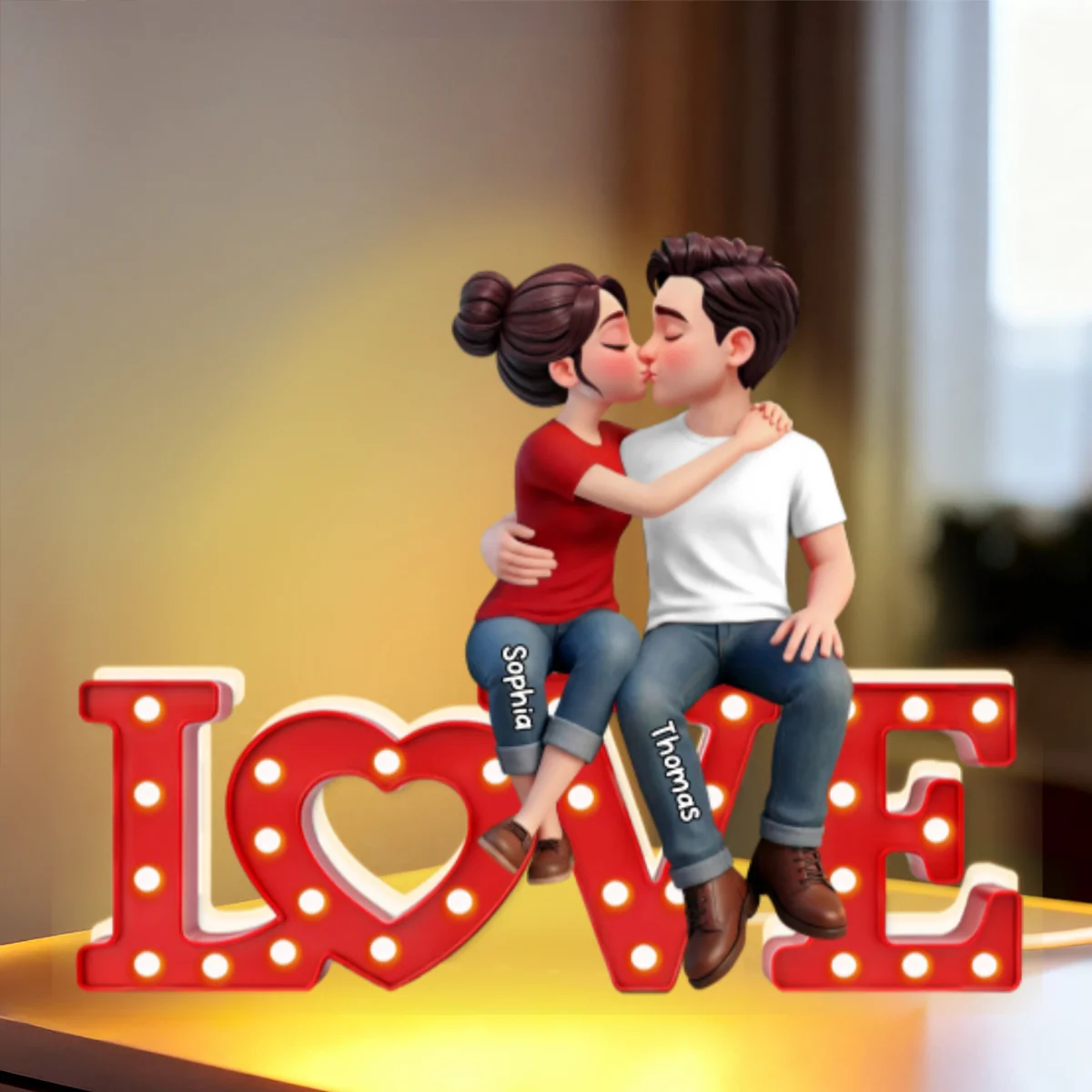 Forever LOVE Couple Sitting Kissing - Personalized Light Box - Valentine's Day Gift For Couple, For Him, For Her - Image 8