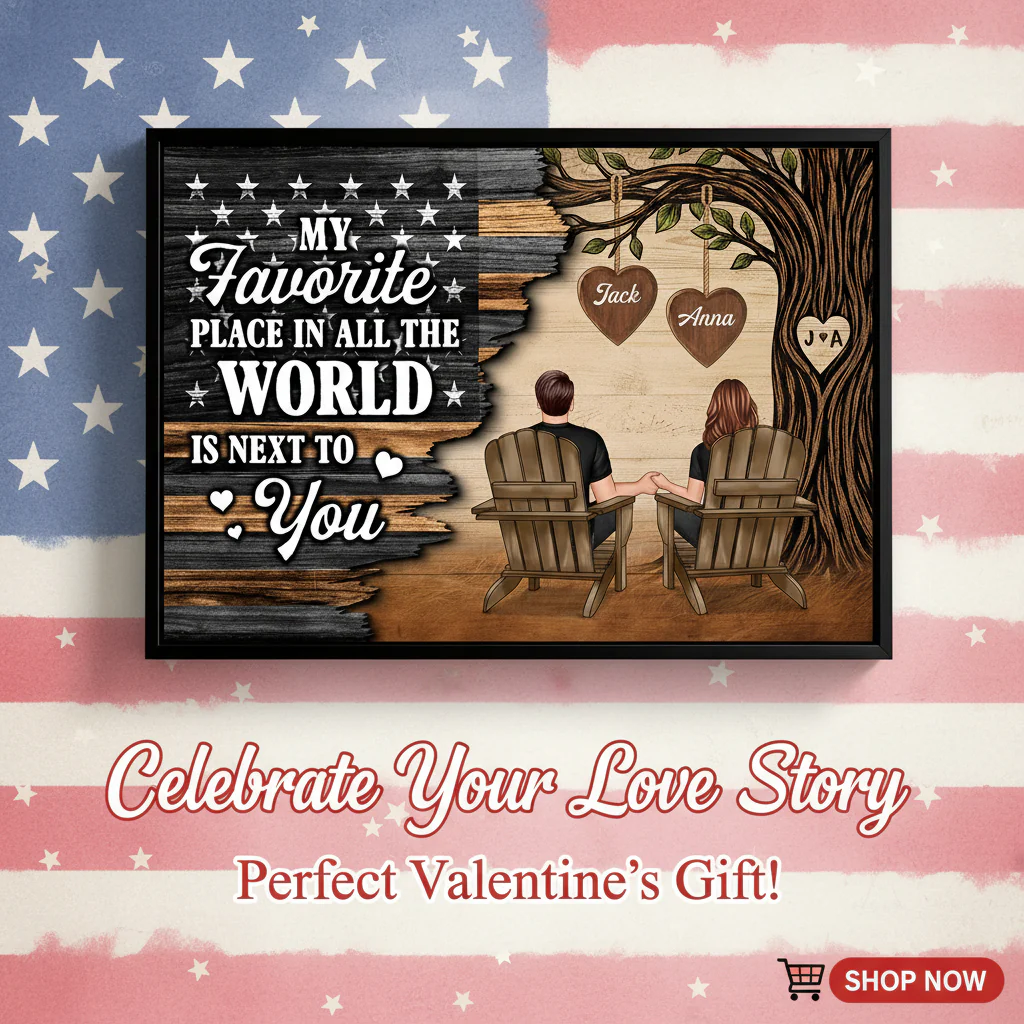 Forever Love Couple Under Tree Half Nation Flag - Personalized Poster - Valentine's Day Gift For Couple - Image 2