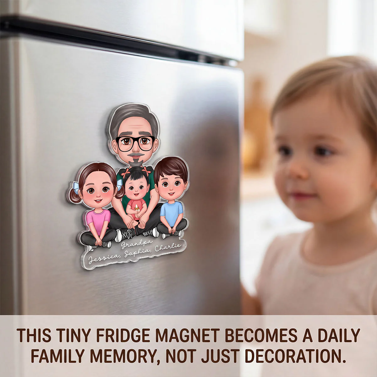 Forever Love Dad Grandpa Sitting With Kids - Personalized Acrylic Fridge Magnet - Father's Day Gift For Dad, Husband, Grandpa - Image 12