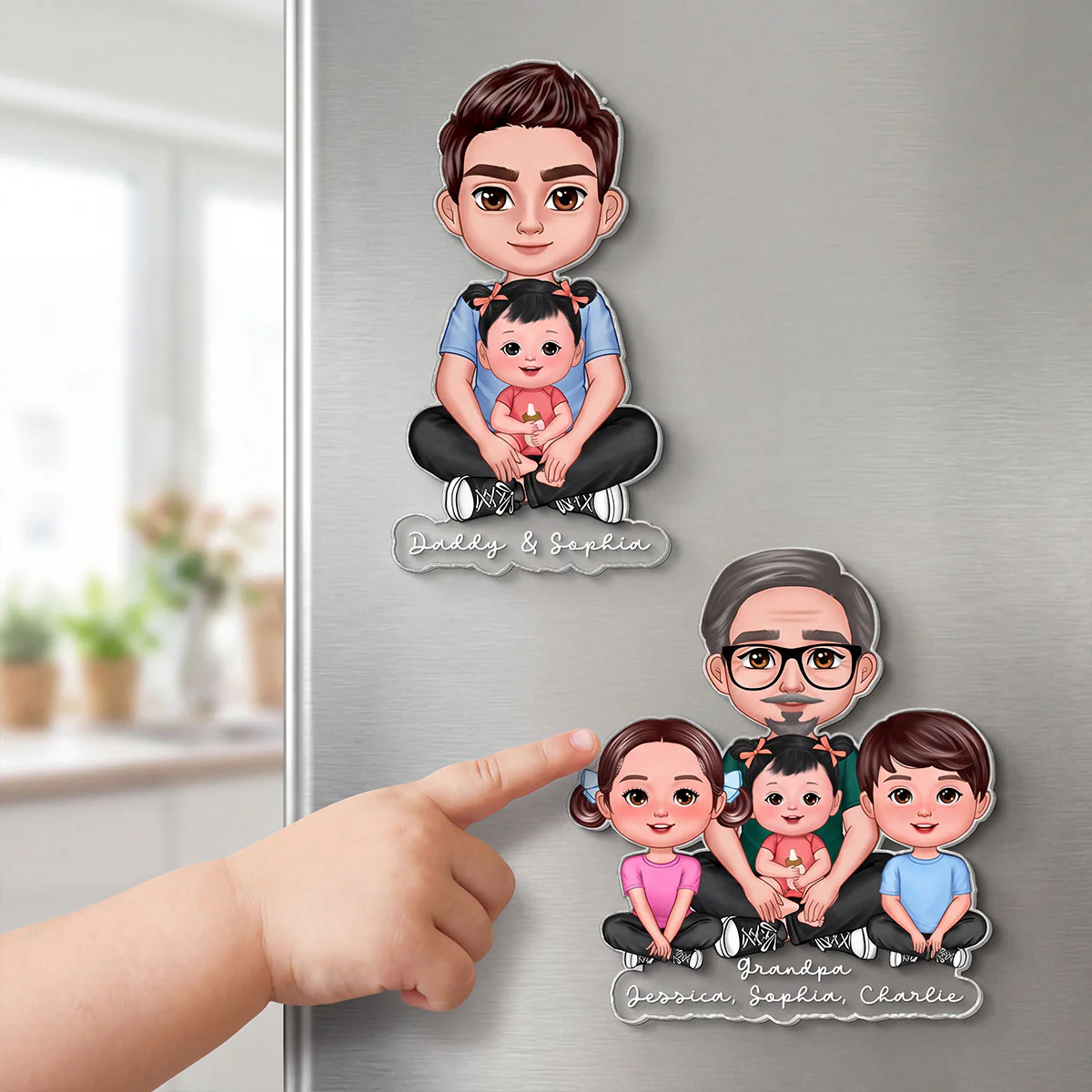 Forever Love Dad Grandpa Sitting With Kids - Personalized Acrylic Fridge Magnet - Father's Day Gift For Dad, Husband, Grandpa - Image 13