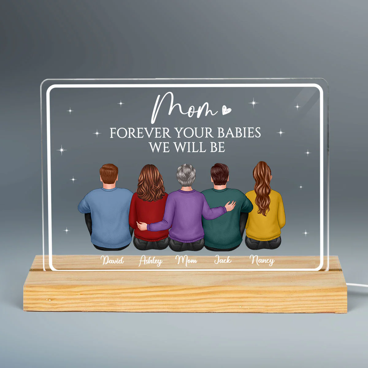 Forever Your Babies Mom Mother‘s Day Gift Personalized Custom Shape LED Night Light Acrylic LED Lamp - Image 3