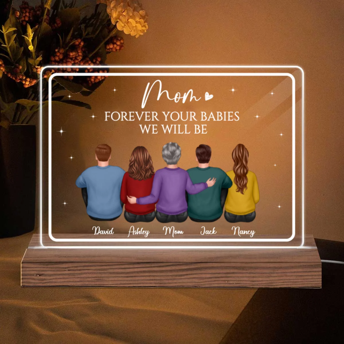 Forever Your Babies Mom Mother‘s Day Gift Personalized Custom Shape LED Night Light Acrylic LED Lamp - Image 5