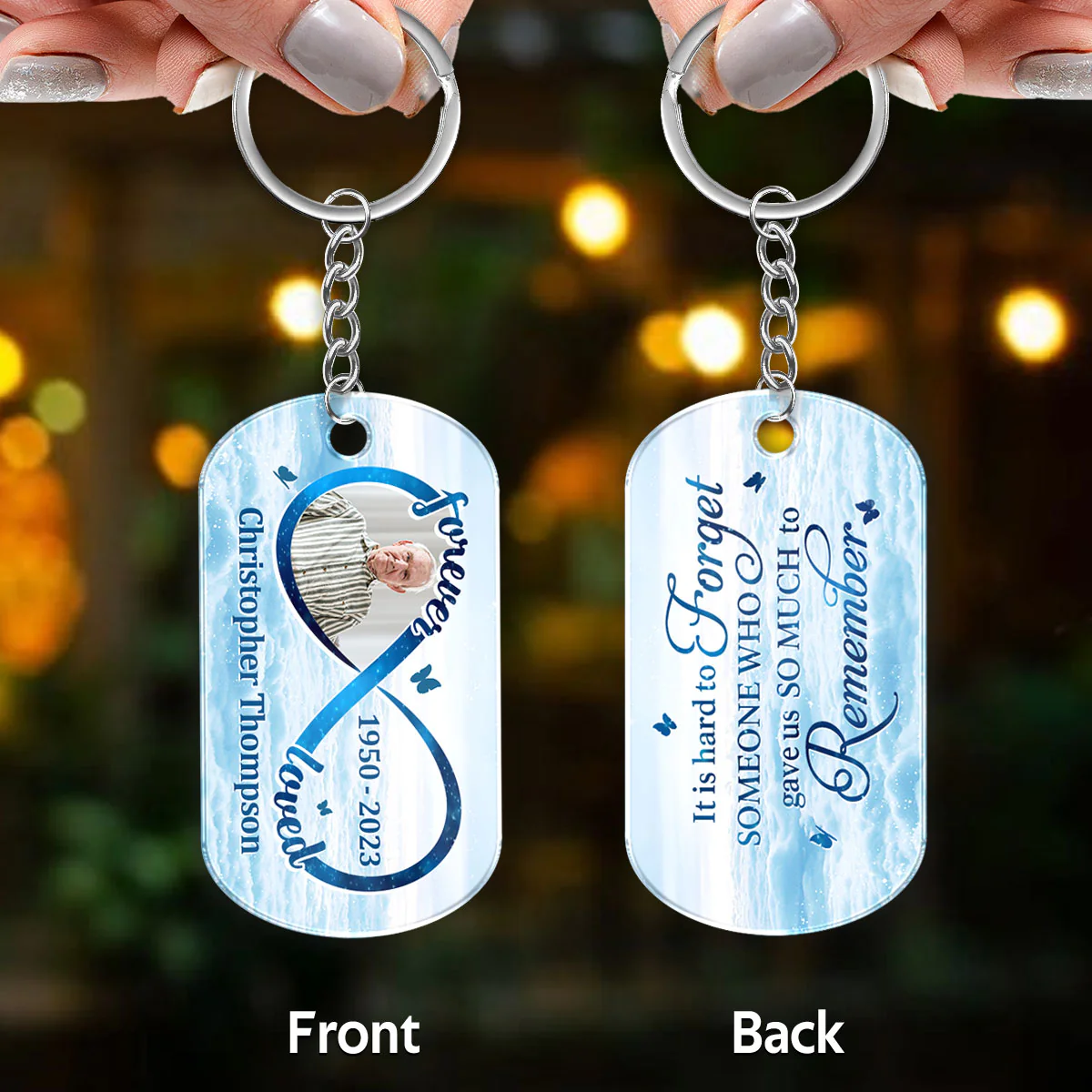 Forever Loved Memorial Remembrance Upload Photo Memorial Remembrance Personalized Acrylic Keychain - Image 3