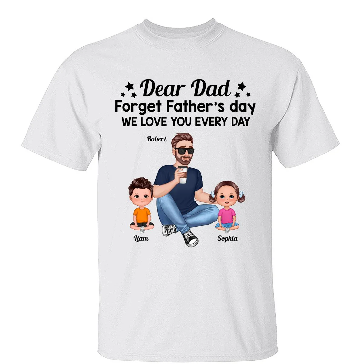 Forget Father‘s Day Cartoon Dad Sitting With Doll Kids Personalized Shirt
