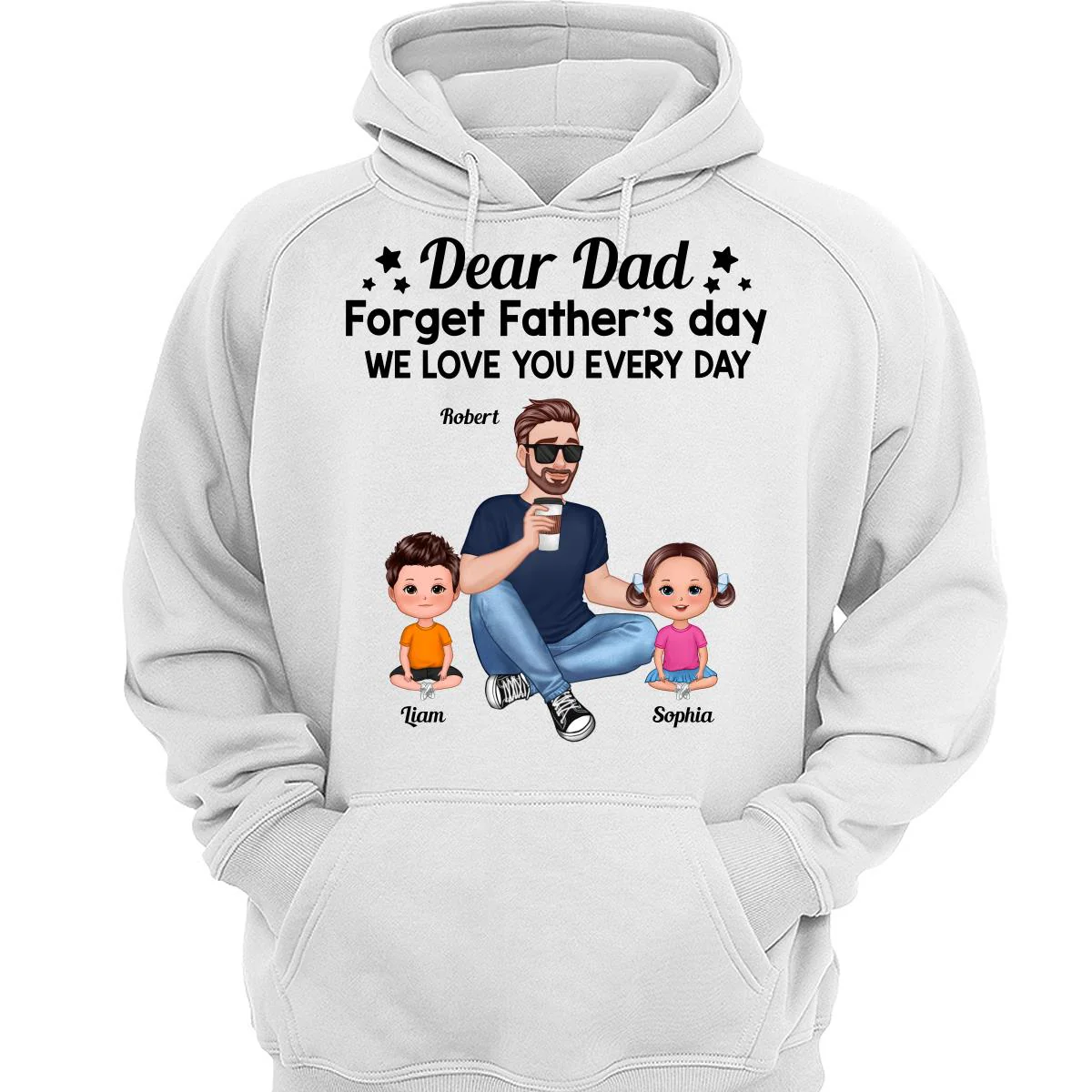 Forget Father‘s Day Cartoon Dad Sitting With Doll Kids Personalized Shirt - Image 3