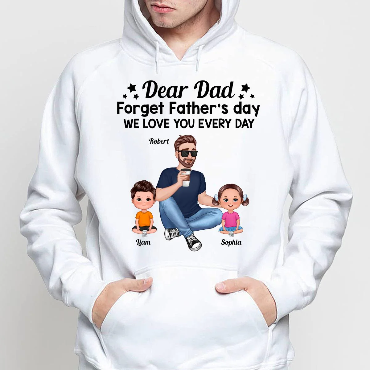 Forget Father‘s Day Cartoon Dad Sitting With Doll Kids Personalized Shirt - Image 4