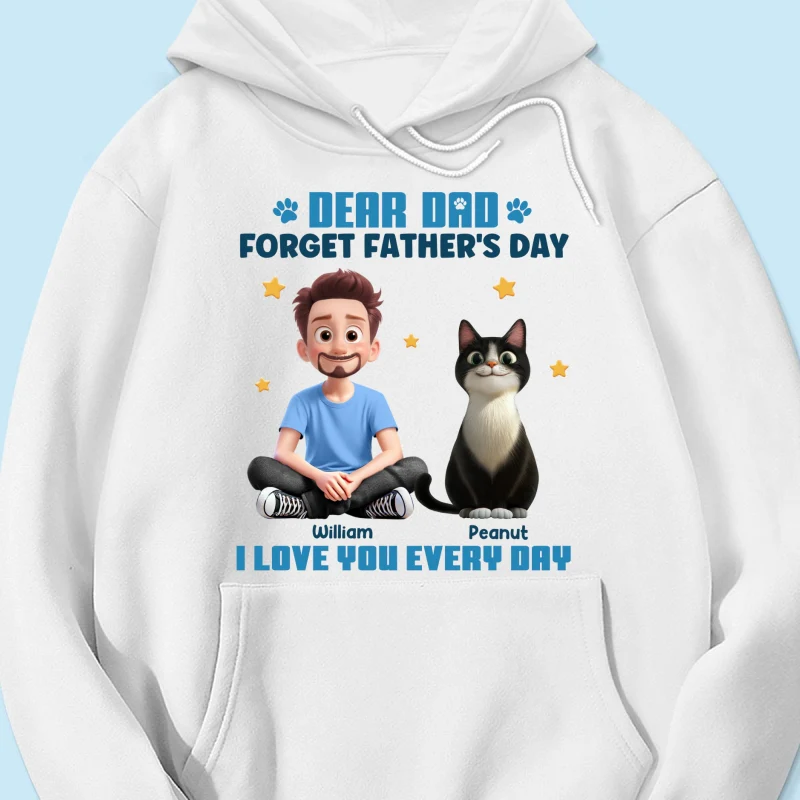 Forget Father's Day We Love You Every Day Cartoon Man & Cats Gift For Cat Lover Personalized Shirt - Image 11