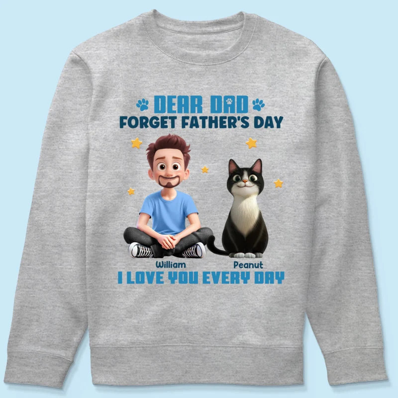 Forget Father's Day We Love You Every Day Cartoon Man & Cats Gift For Cat Lover Personalized Shirt - Image 13