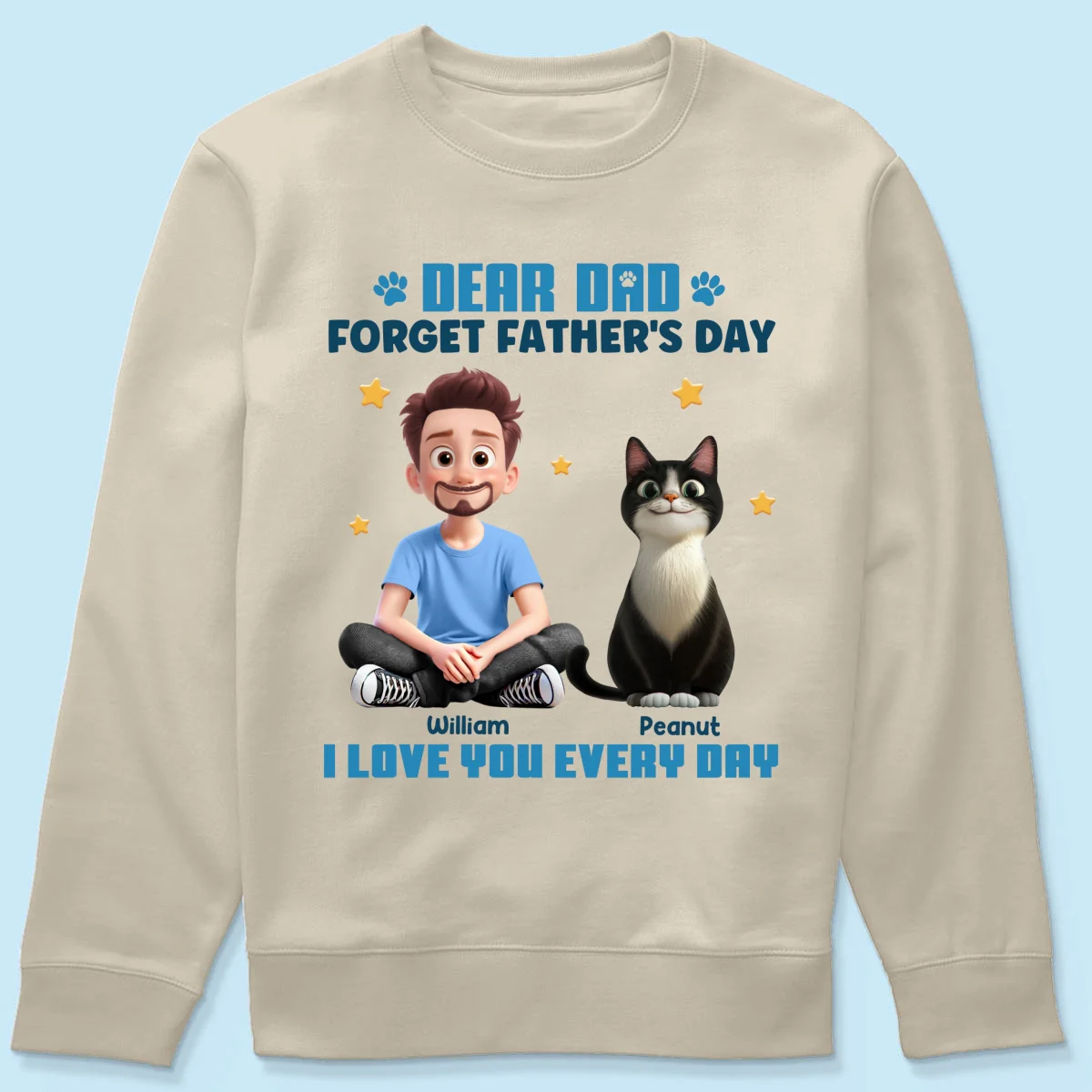 Forget Father's Day We Love You Every Day Cartoon Man & Cats Gift For Cat Lover Personalized Shirt - Image 15