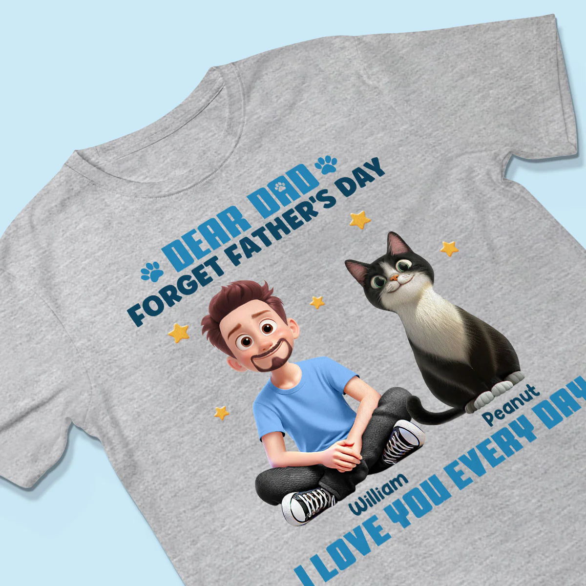 Forget Father's Day We Love You Every Day Cartoon Man & Cats Gift For Cat Lover Personalized Shirt - Image 4