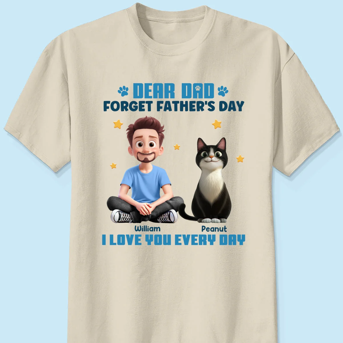 Forget Father's Day We Love You Every Day Cartoon Man & Cats Gift For Cat Lover Personalized Shirt - Image 9