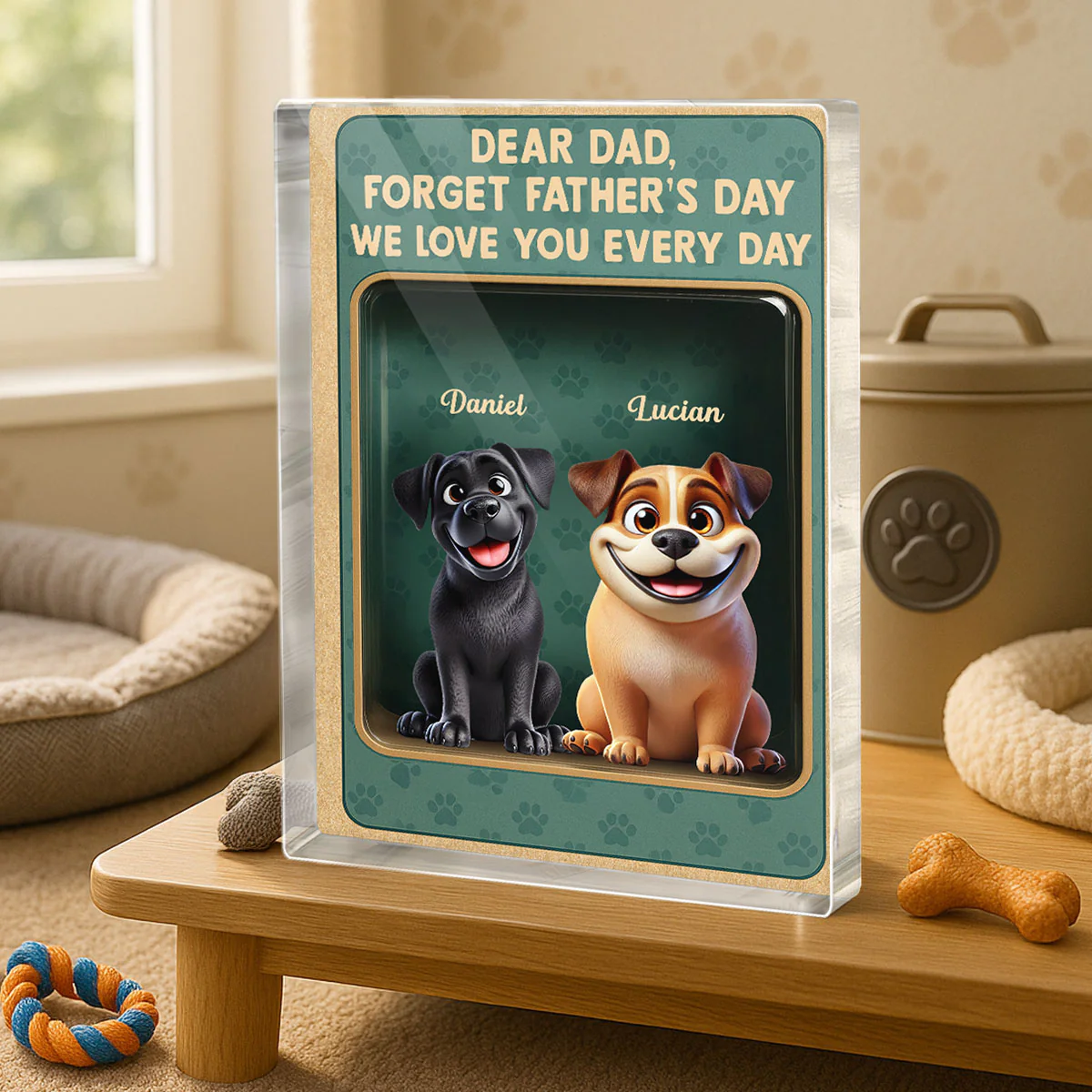 Forget We Love You Every Day Cute Dog Figures Style Personalized Acrylic Block Plaque - Image 11