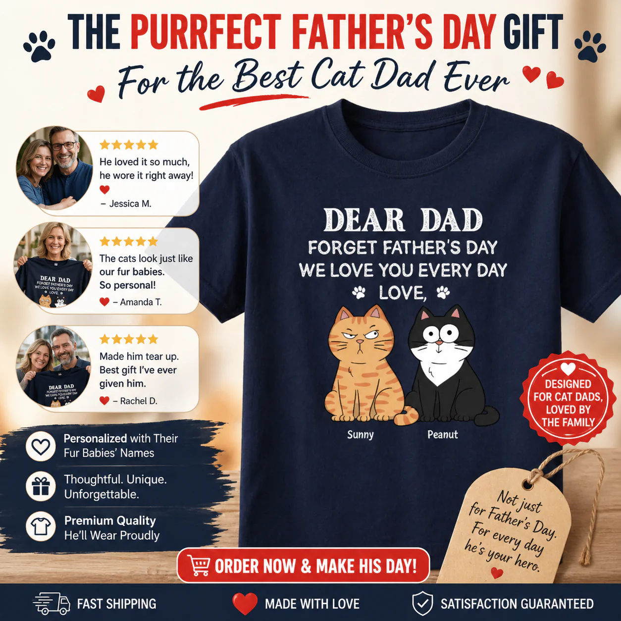 Forget Father's Day We Love You Every Day Gift For Cat Lover Personalized Shirt - Image 3