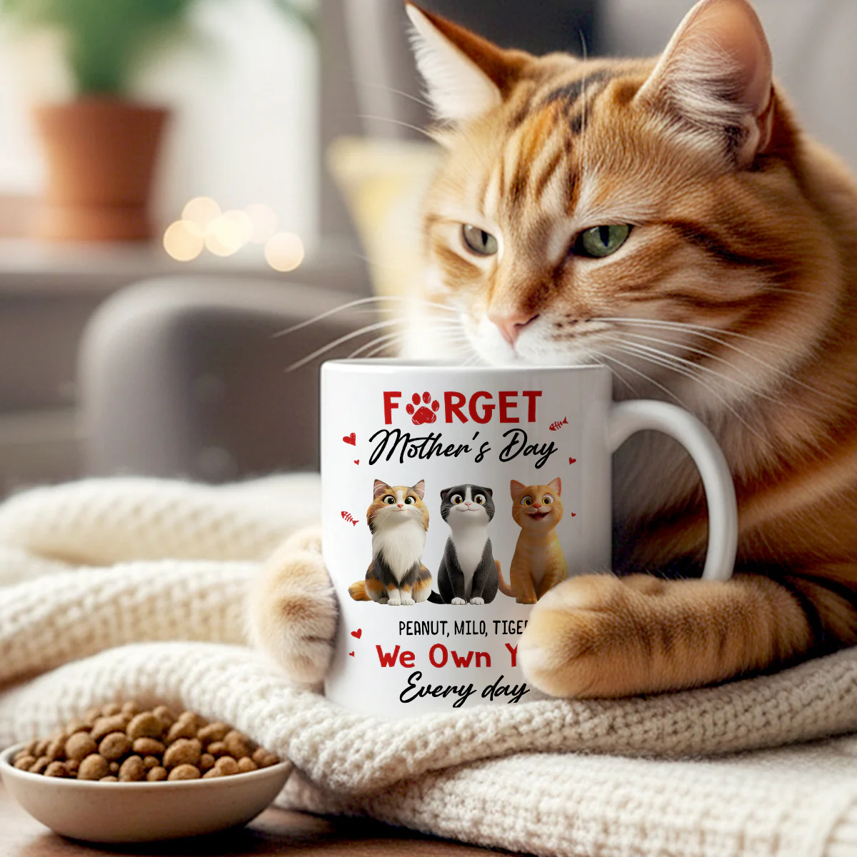 Forget Mother's Day I Own You Everyday - Personalized Mug - Gift for Cat Moms - Image 3