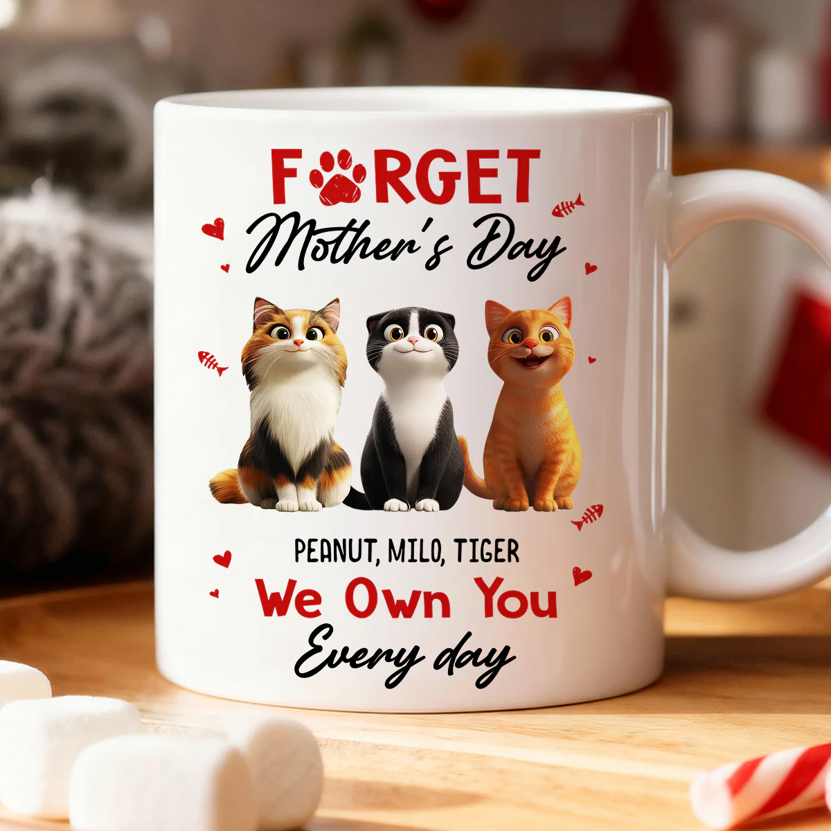 Forget Mother's Day I Own You Everyday - Personalized Mug - Gift for Cat Moms - Image 8
