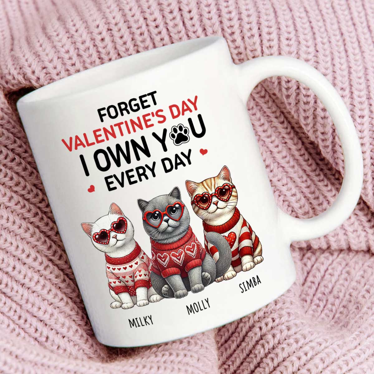 Forget We Own You Every Day, Cat Mom Personalized Mug, Gift for Cat lovers - Image 5