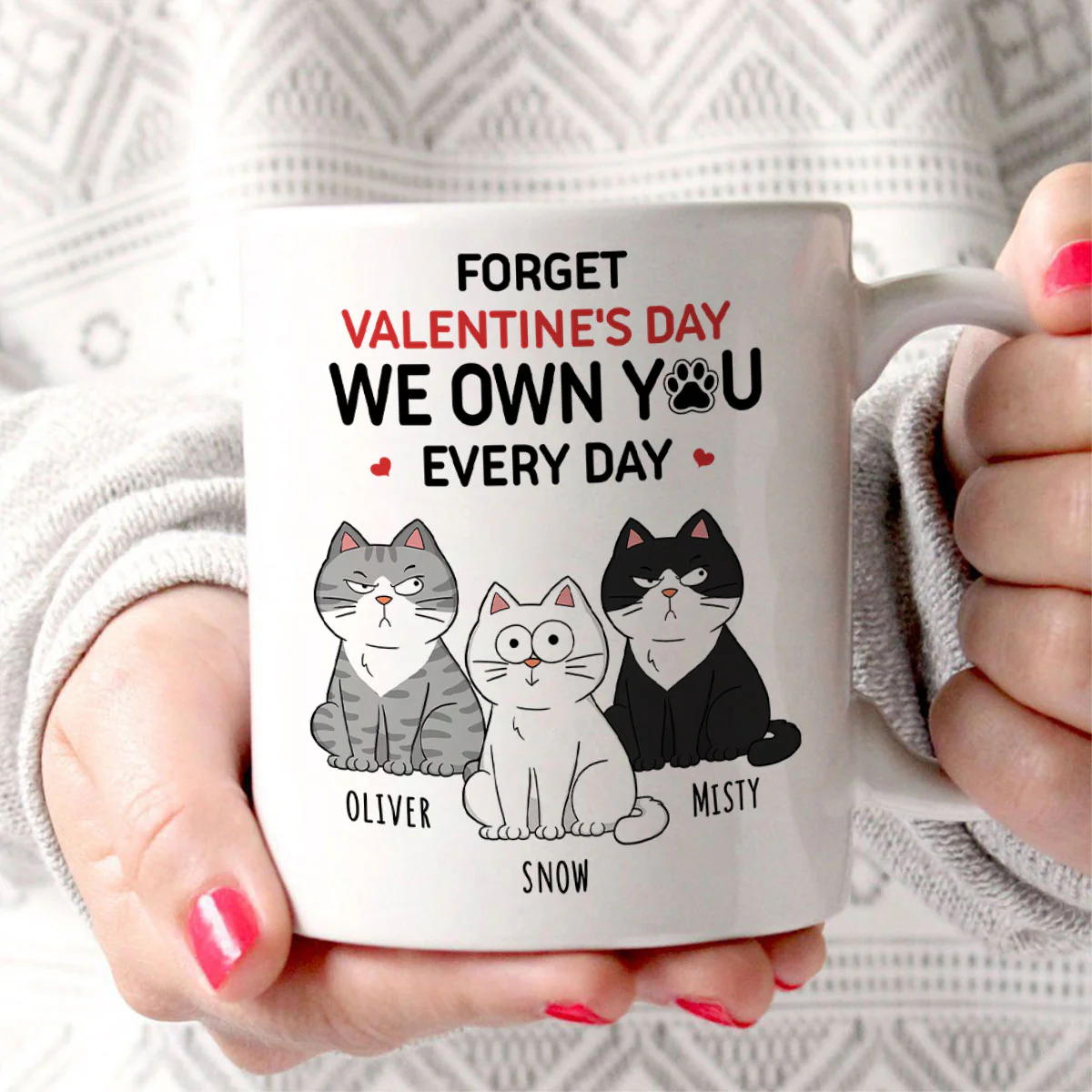Forget We Own You Everyday Funny Personalized Mug for Cat Moms, Cat Dad