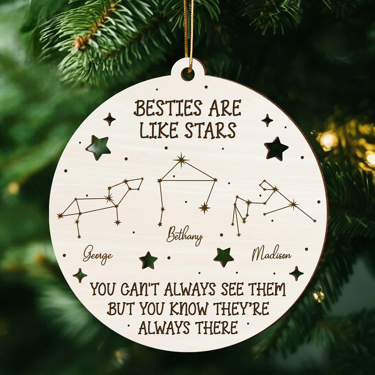 Friends Are Like Stars Zodiac Sign Personalized Wooden Ornament - Image 2