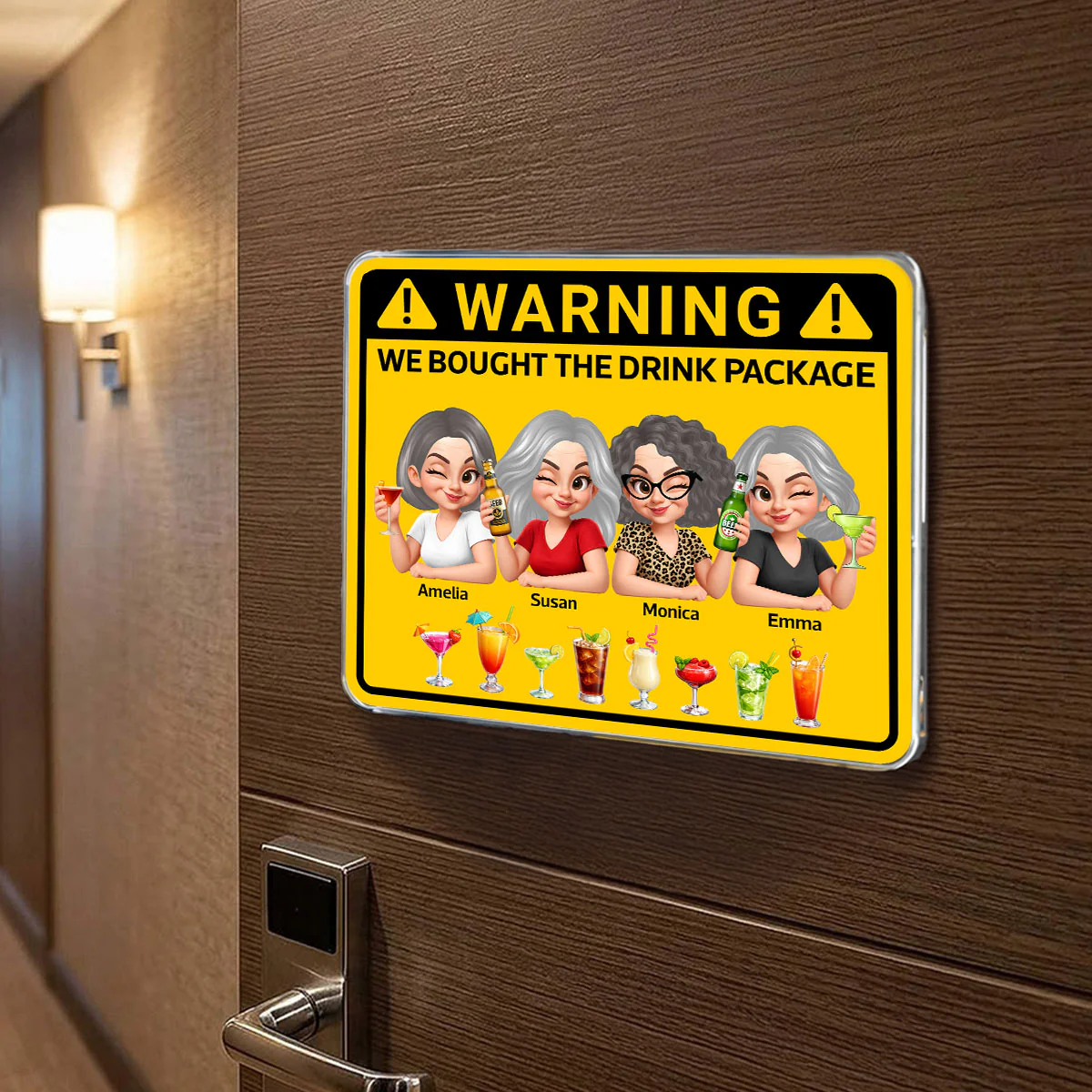 Friends Girls Trip Warning Caution We Bought The Drink Package - Personalized Cruise Ship Door Magnet - Cruise Decorations Magnet, Summer Drink Package Cruise Magnet - Image 4