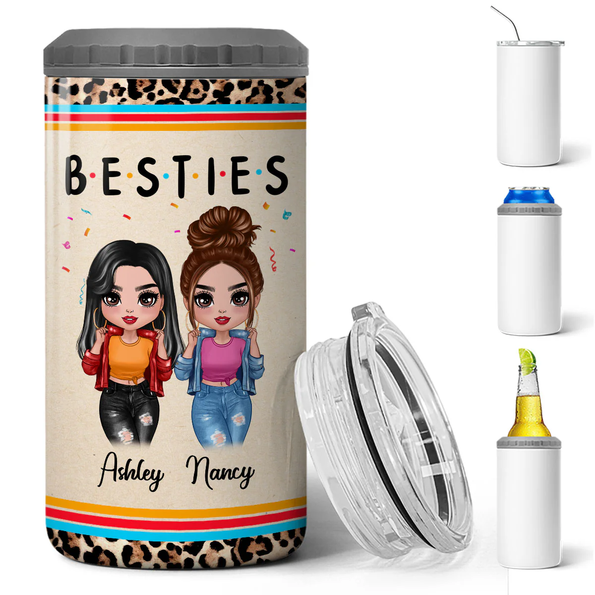 Friends Sisters Besties Cool Doll Personalized 4 In 1 Can Cooler