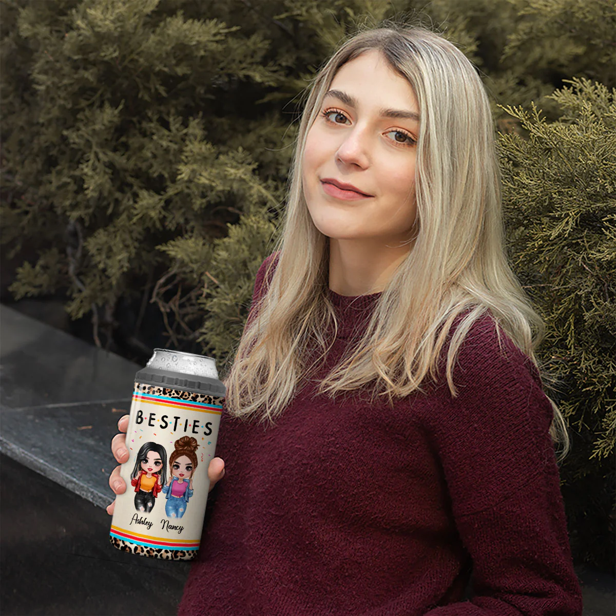 Friends Sisters Besties Cool Doll Personalized 4 In 1 Can Cooler - Image 3