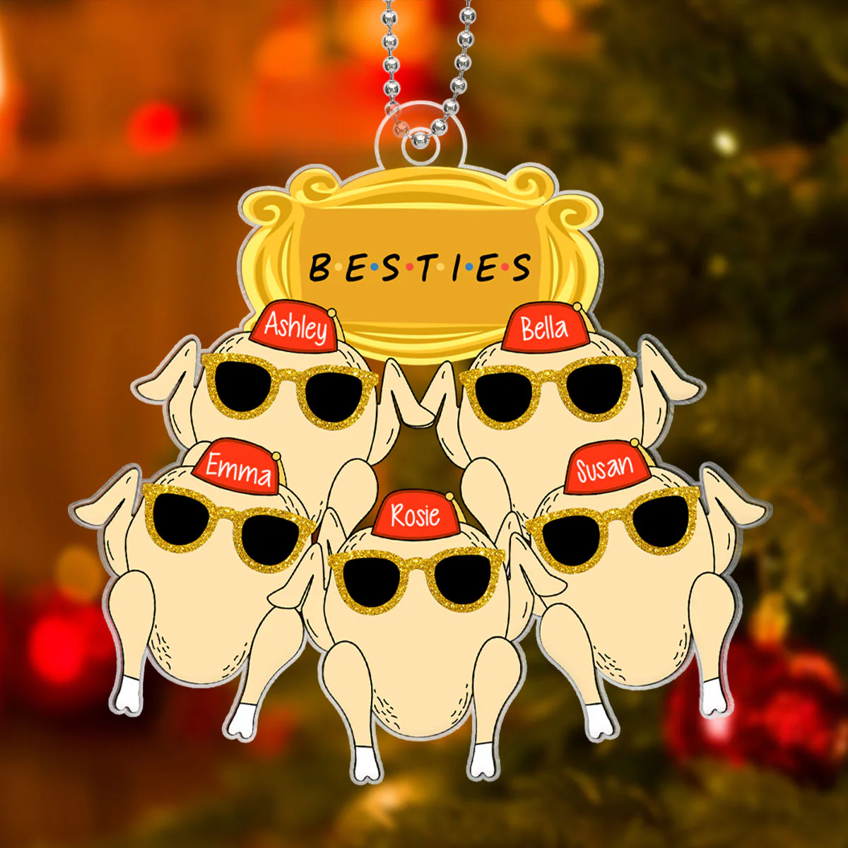 Friends Turkey Thanksgiving Christmas Personalized Acrylic Ornament, Funny Christmas Gift For Besties, Best Friends - Image 2