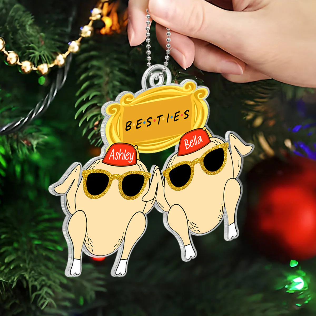 Friends Turkey Thanksgiving Christmas Personalized Acrylic Ornament, Funny Christmas Gift For Besties, Best Friends - Image 3