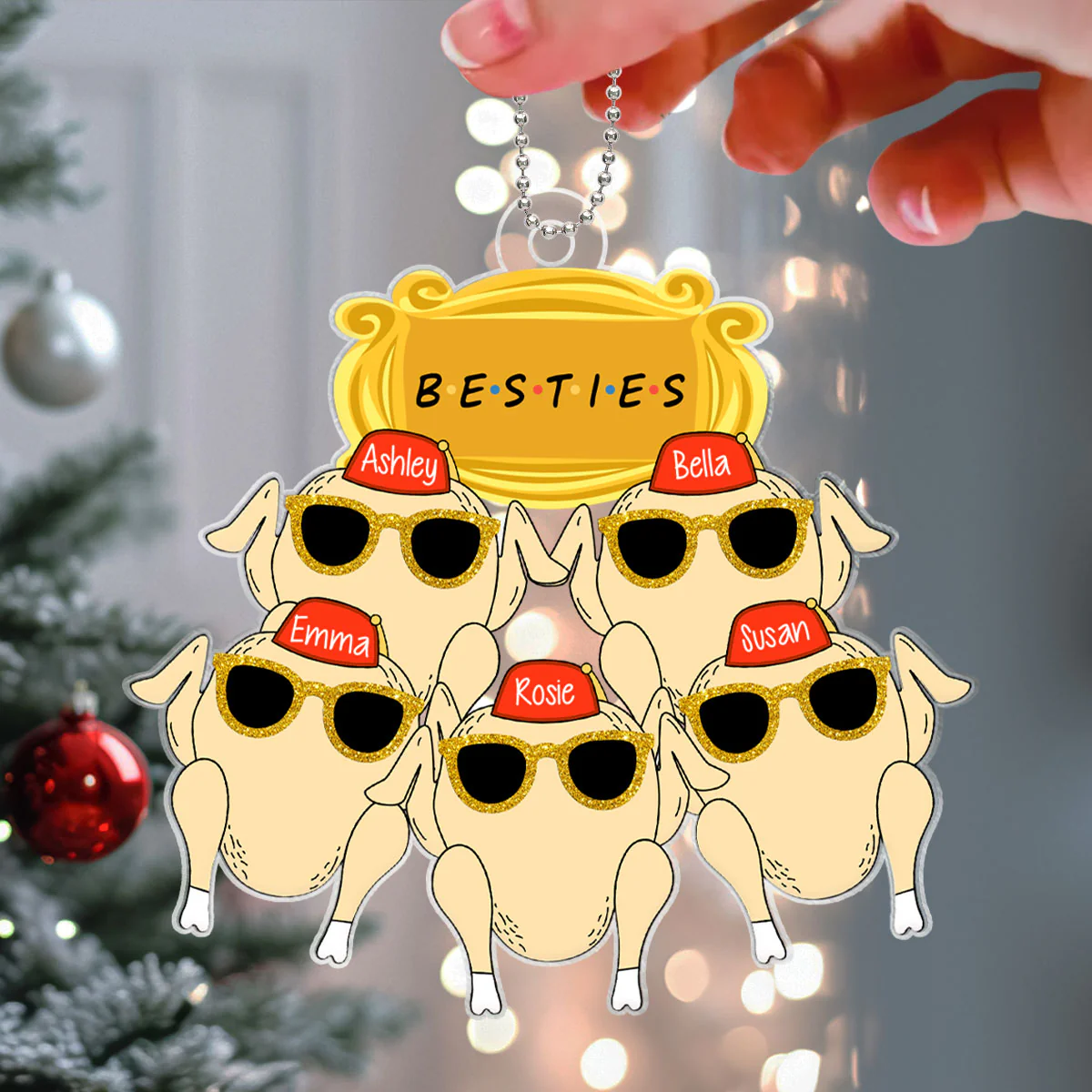 Friends Turkey Thanksgiving Christmas Personalized Acrylic Ornament, Funny Christmas Gift For Besties, Best Friends - Image 4