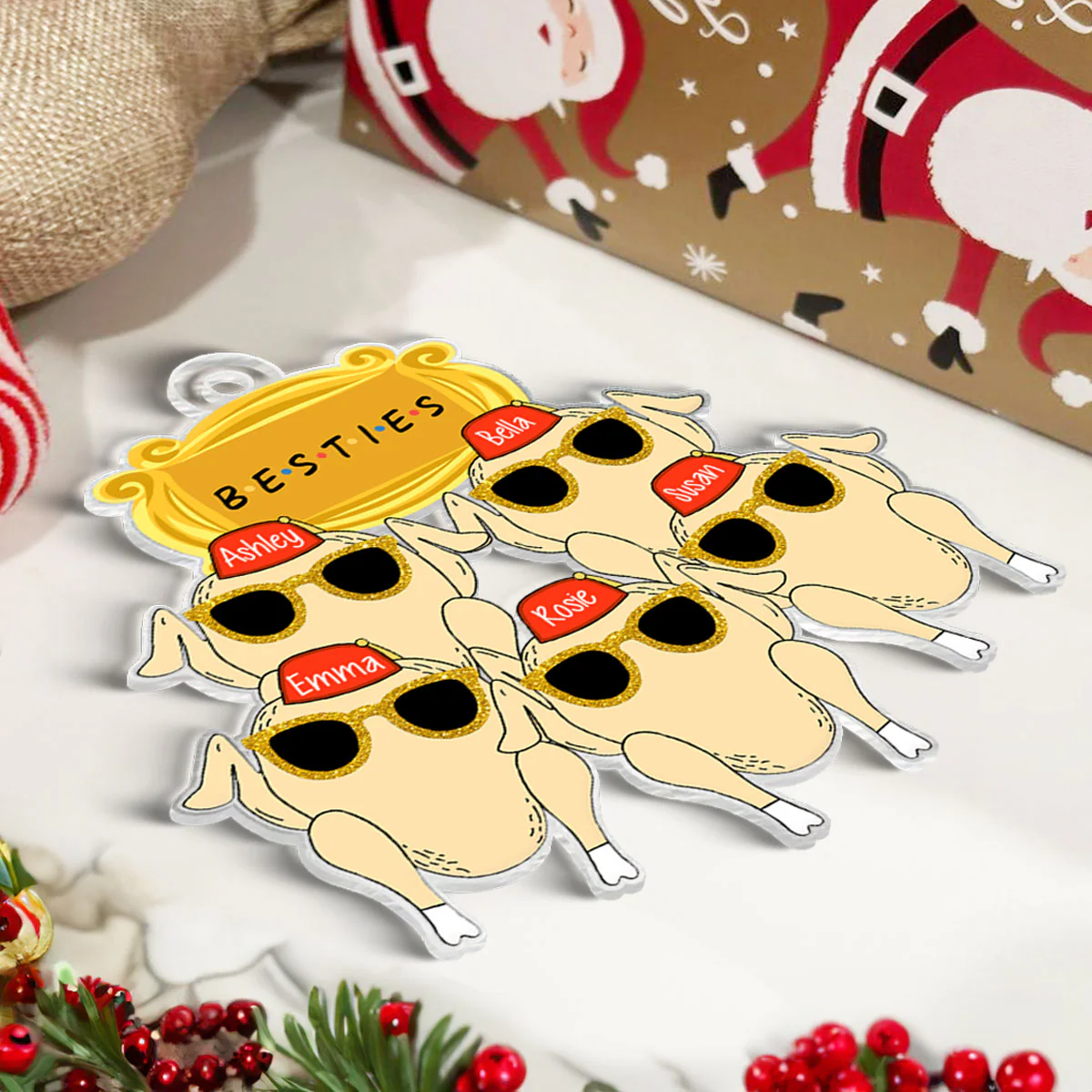 Friends Turkey Thanksgiving Christmas Personalized Acrylic Ornament, Funny Christmas Gift For Besties, Best Friends - Image 5