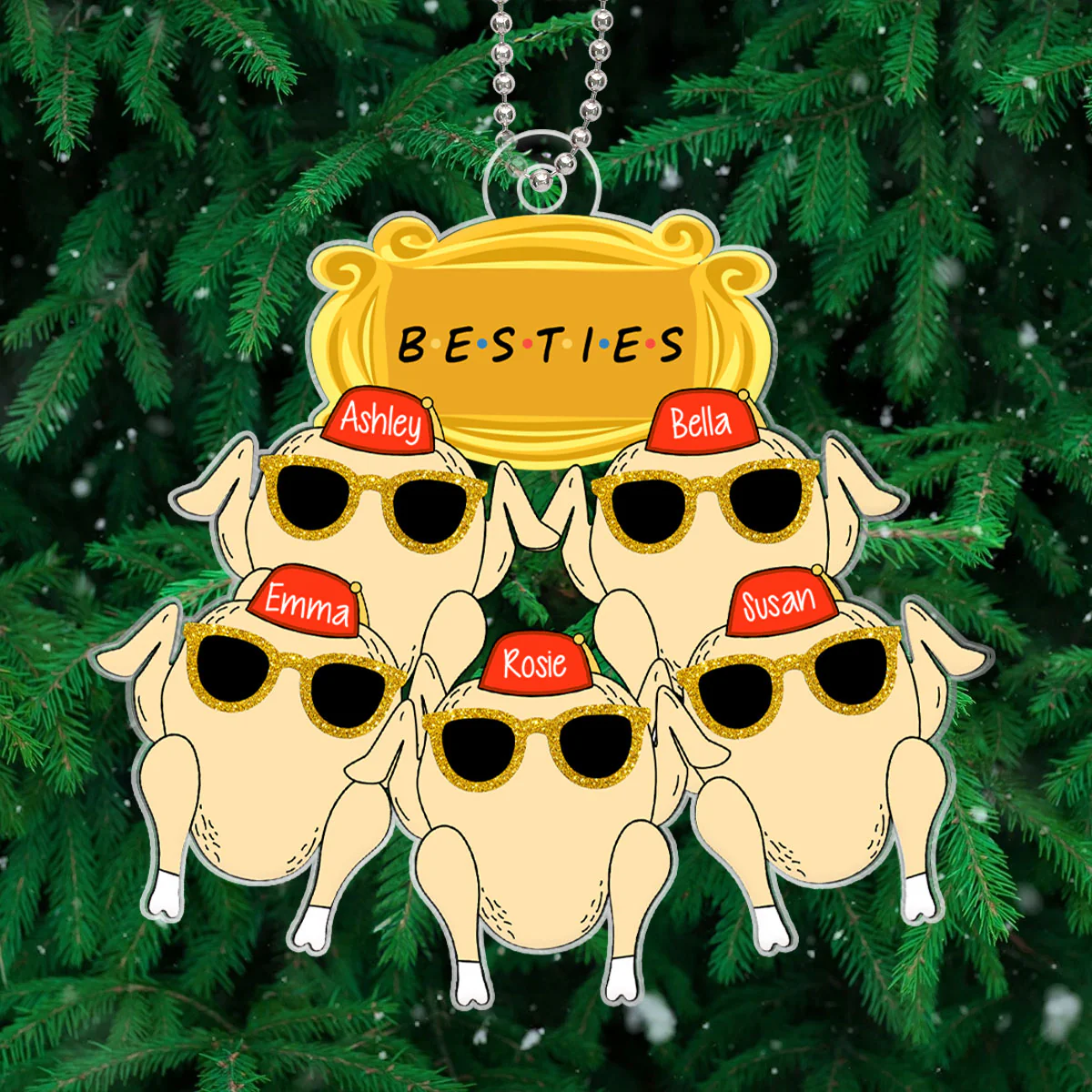 Friends Turkey Thanksgiving Christmas Personalized Acrylic Ornament, Funny Christmas Gift For Besties, Best Friends - Image 7