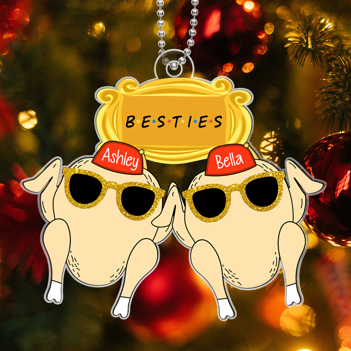 Friends Turkey Thanksgiving Christmas Personalized Acrylic Ornament, Funny Christmas Gift For Besties, Best Friends - Image 8