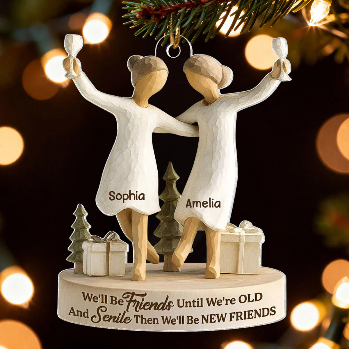 Friends Until Old and Senile - Personalized Acrylic Ornament - Christmas Gift for Best Friends