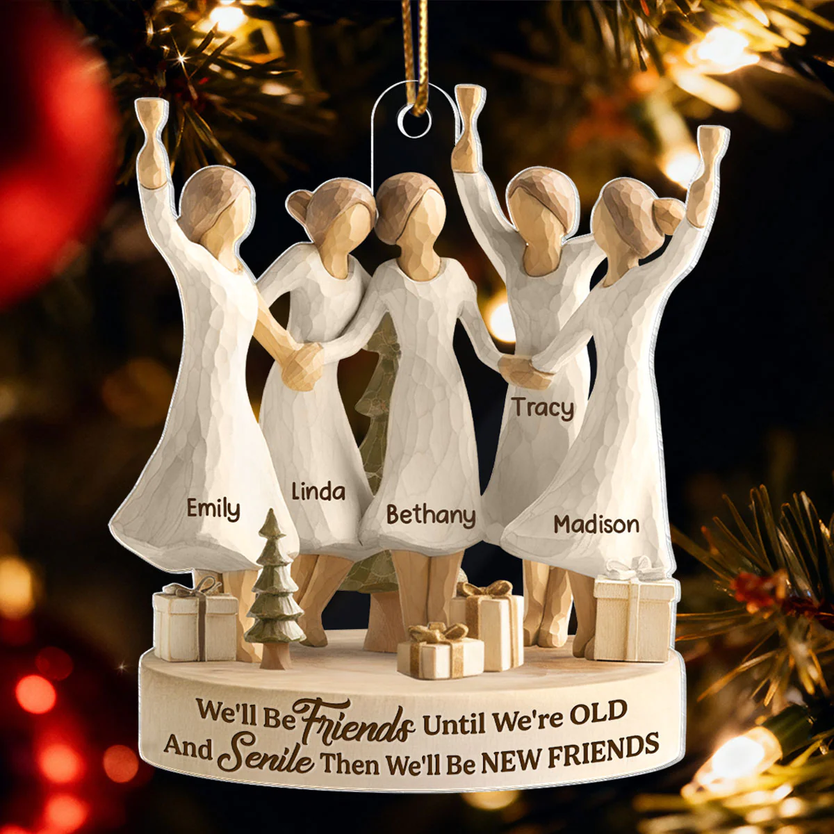 Friends Until Old and Senile - Personalized Acrylic Ornament - Christmas Gift for Best Friends - Image 3