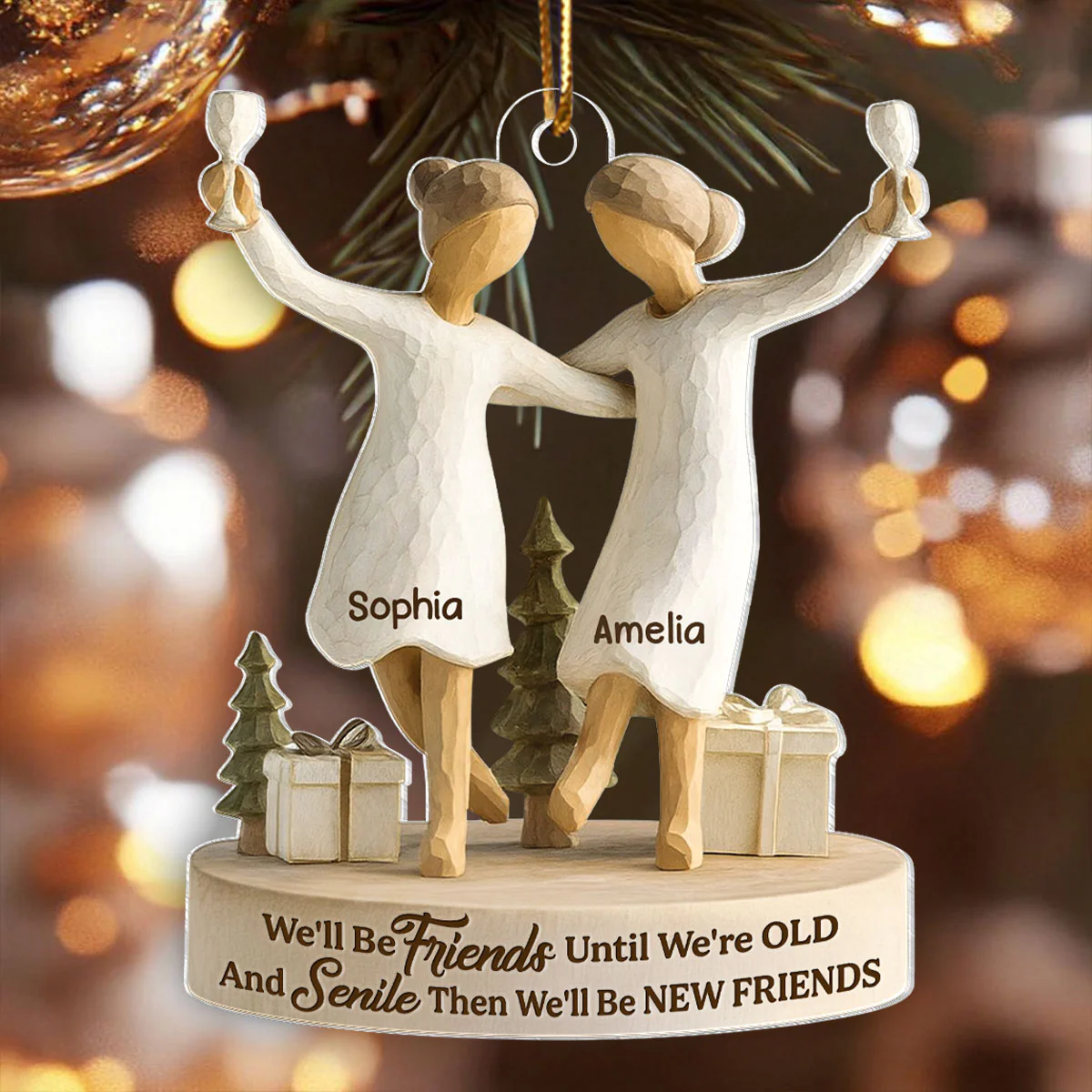 Friends Until Old and Senile - Personalized Acrylic Ornament - Christmas Gift for Best Friends - Image 7