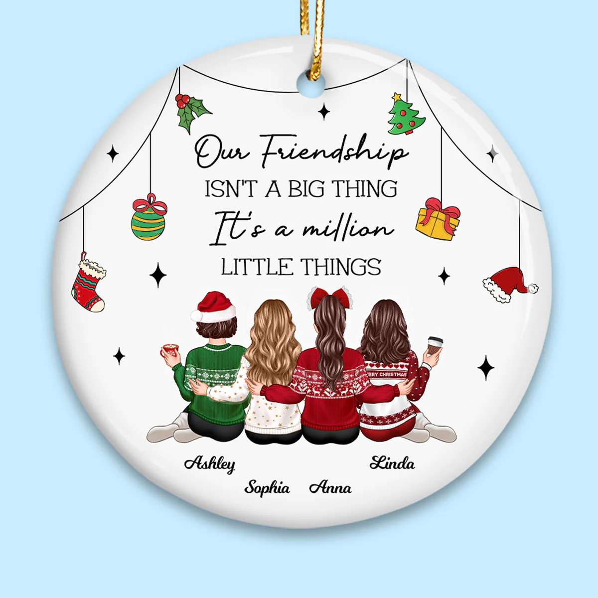 Friendship Million Little Things Personalized Circle Ceramic Ornament, Christmas Gift for Best Friends - Image 2