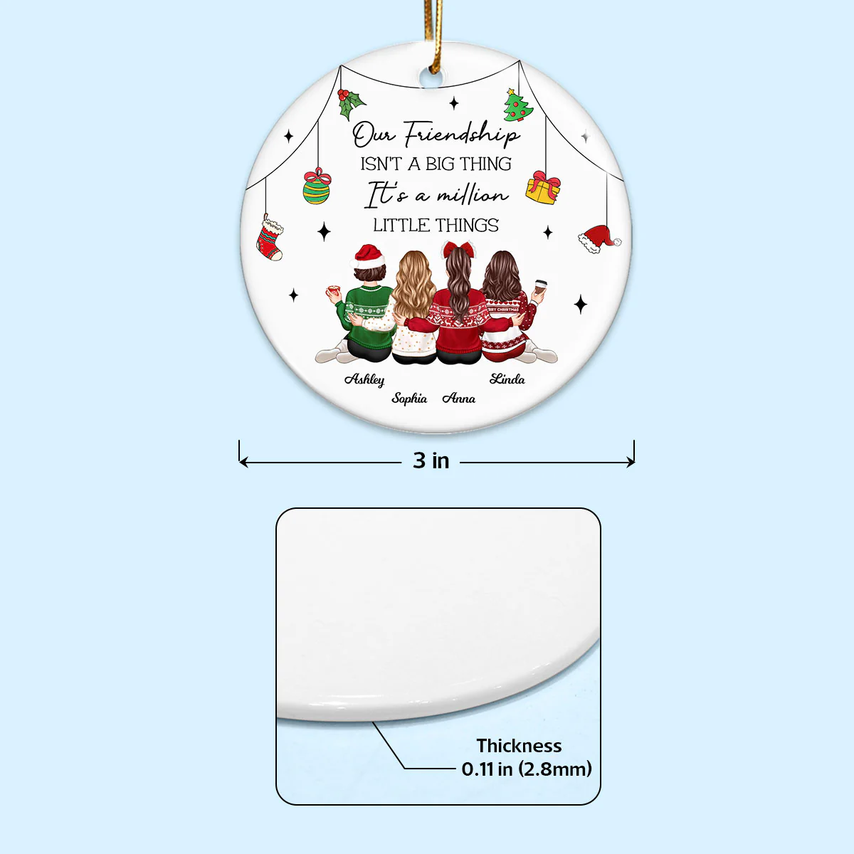 Friendship Million Little Things Personalized Circle Ceramic Ornament, Christmas Gift for Best Friends - Image 5